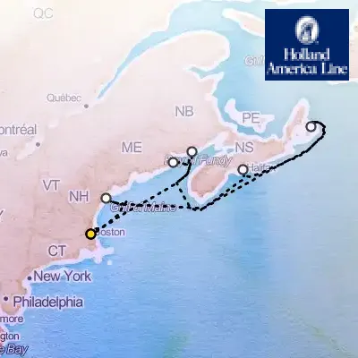 August 15th, 2026  - Canada & New England Circle: New Brunswick on the Holland America Volendam