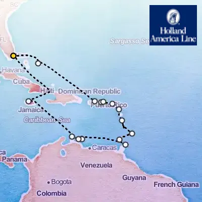 February 14th, 2027  - Ultimate Caribbean: Bahamas to ABC Islands on the Holland America Zuiderdam