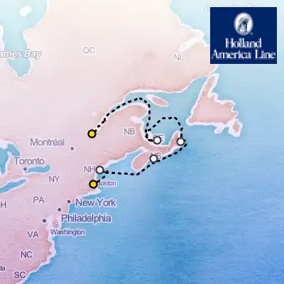 October 10th, 2026  - Canada & New England: UNESCO Sites & Quebecois Nights on the Holland America Zuiderdam