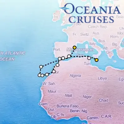 August 22nd, 2026  - Moroccan & Spanish Delights Cruise on the Oceania Allura