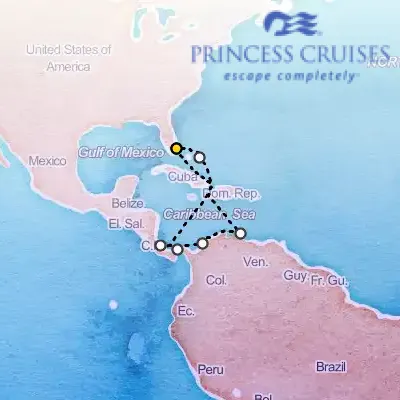 January 10th, 2027  - Panama Canal with Costa Rica & Caribbean Cruise on the Princess Caribbean