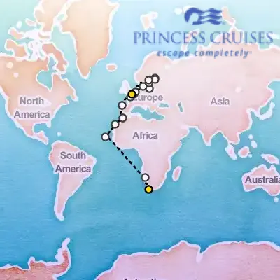 June 1st, 2026  - World Cruise Segment: Cape Town to London (Dover) on the Princess Crown