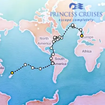 July 4th, 2026  - World Cruise Segment: London (Dover) to New York on the Princess Crown