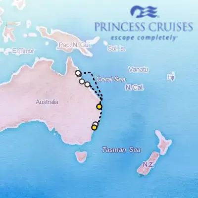 March 8th, 2027  - Queensland with Great Barrier Reef Cruise on the Princess Grand