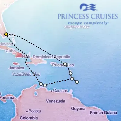 November 30th, 2026  - Southern Caribbean with Aruba Cruise on the Princess Island
