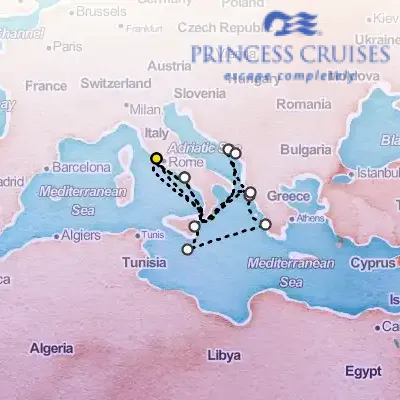 April 5th, 2026  - Mediterranean Cruise with Greece, Italy & Croatia on the Princess Sapphire