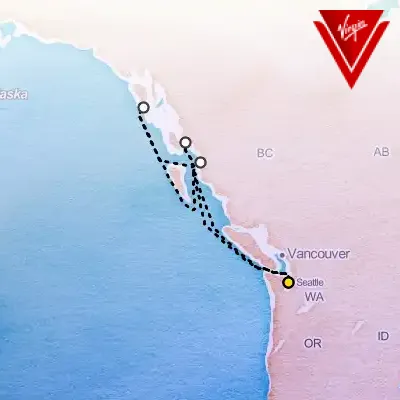 August 13th, 2026  - Alaskan Glacier Blues & Coastal Views Cruise on the Virgin Voyages Brilliant Lady