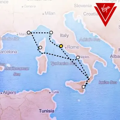 August 22nd, 2026  - Sicily, Naples, Cannes & More Cruise on the Virgin Voyages Scarlet Lady