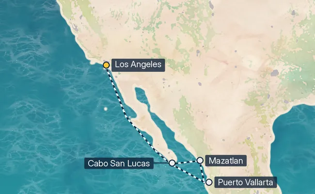 7 Night Mexican Riviera Cruise route map