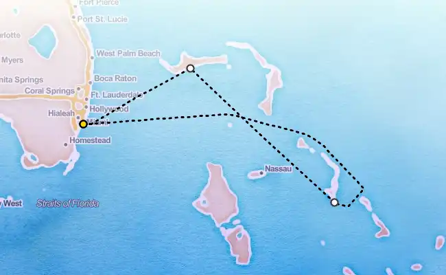 4 Night Bahamas Cruise route map