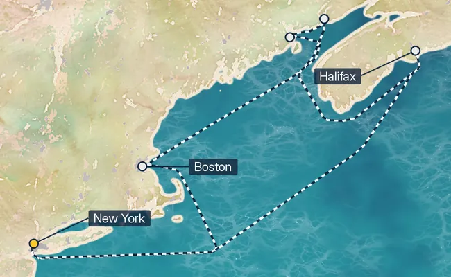 7 Night Canada & New England, With St. John Cruise route map