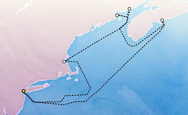 7 Night Canada & New England, With St. John Cruise route map