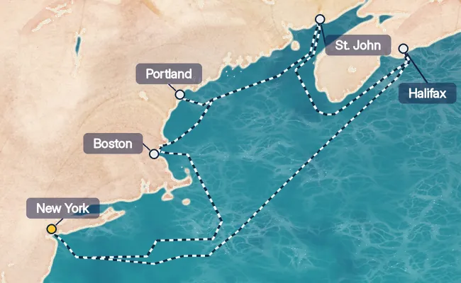 7 Night Canada & New England, With St. John Cruise route map