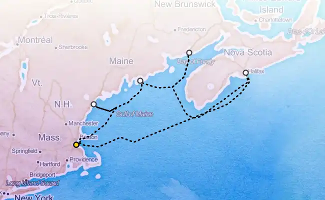 7 Night Canada & New England from Boston Cruise route map