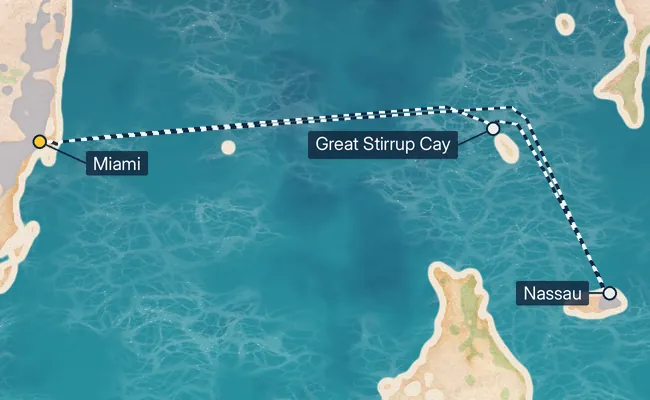4 Night Short Bahamas Cruise route map