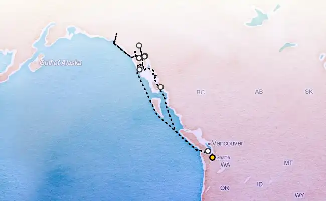 11 Night Alaska Cruise route map