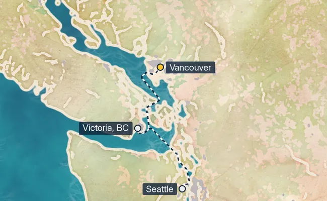 3 Night Pacific Coastal Cruise route map