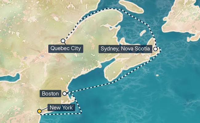 8 Night New England & Canada Cruise route map