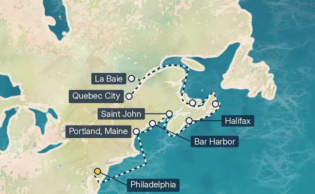 11 Night Canada & New England Cruise route map