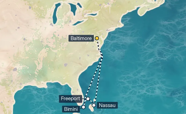 8 Night Bahamas Cruise route map