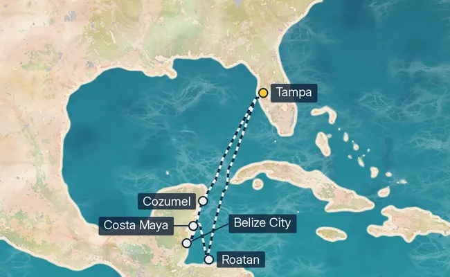 7 Night Western Caribbean Cruise route map