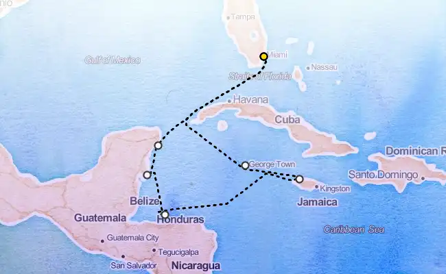 9 Night Western Caribbean Cruise route map