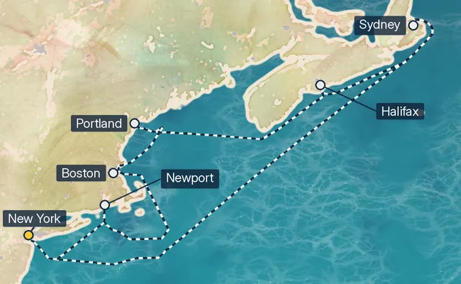 7 Night Canada & New England from New York Cruise route map