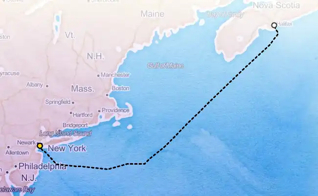 4 Night Round Trip East Coast Cruise from Bayonne route map