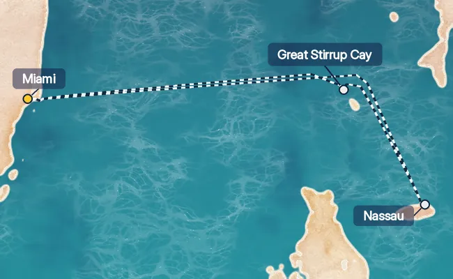 3 Night Short Bahamas Cruise route map