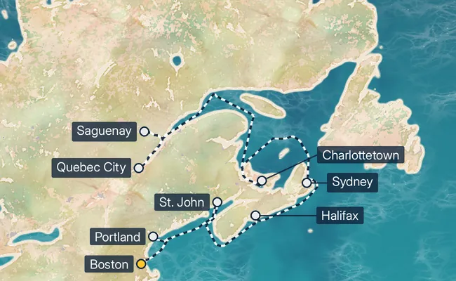 10 Night Classic Canada & New England Cruise route map