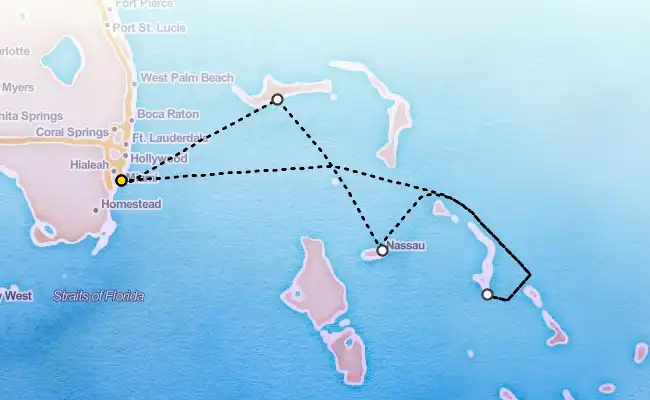 5 Night Bahamas Cruise route map