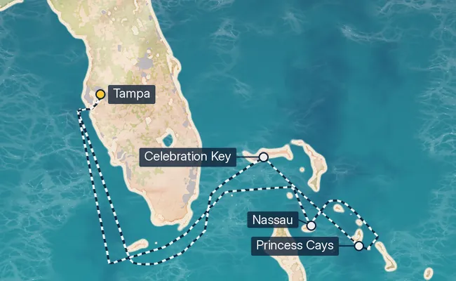 6 Night Bahamas Cruise route map