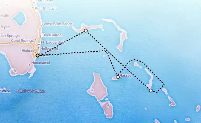 5 Night Bahamas Cruise route map
