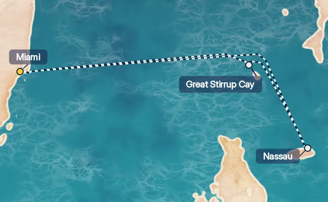 4 Night Short Bahamas Cruise route map