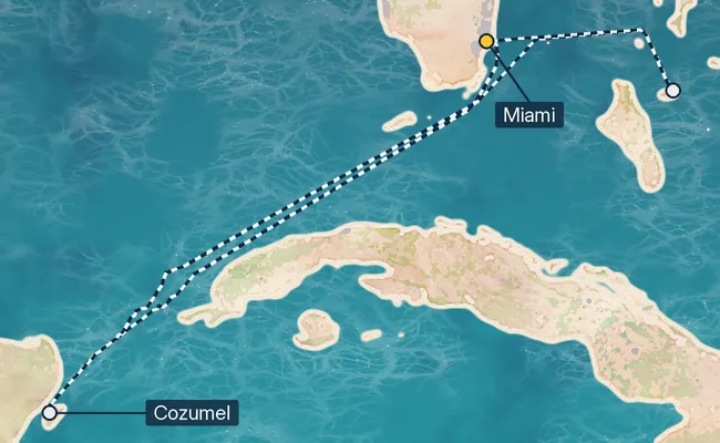 5 Night Western Caribbean Cruise route map