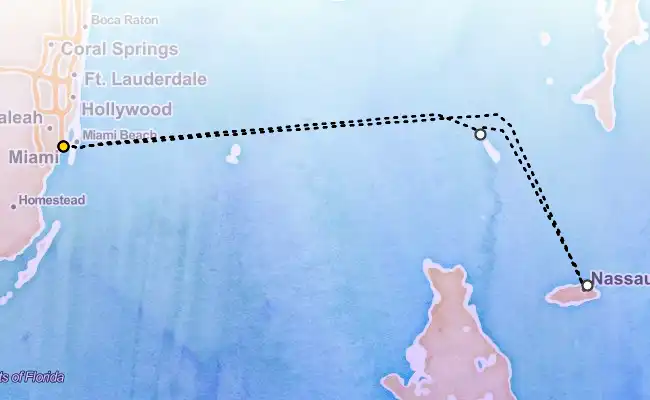 4 Night Short Bahamas Cruise route map