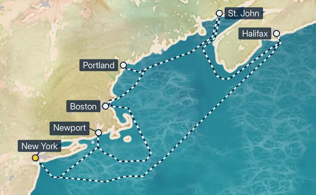 7 Night Canada & New England, With St. John Cruise route map
