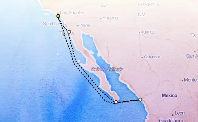 7 Night Ensenada, Cabo & Mazatlan Cruise route map