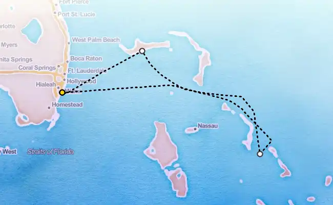 4 Night Bahamas Cruise route map