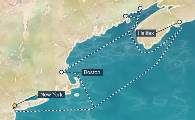 7 Night Canada & New England, With St. John Cruise route map