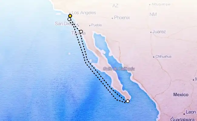 7 Night Cabo Overnight, Catalina & Ensenada Cruise route map