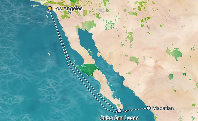 7 Night Cabo Overnight & Mazatlan Cruise route map