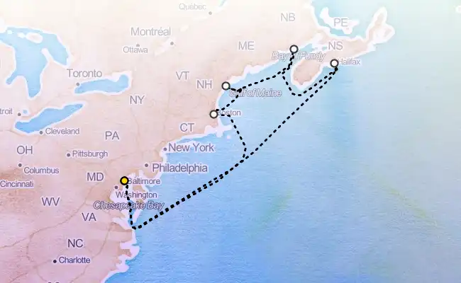 9 Night Canada & New England Cruise route map
