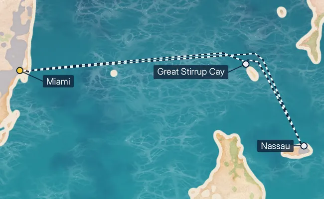 4 Night Short Bahamas Cruise route map