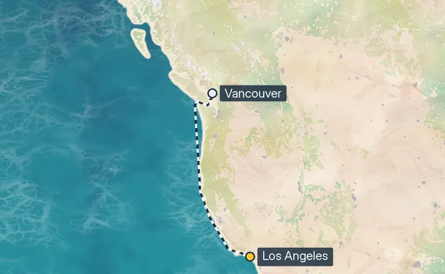 4 Night Pacific Coastal Cruise route map