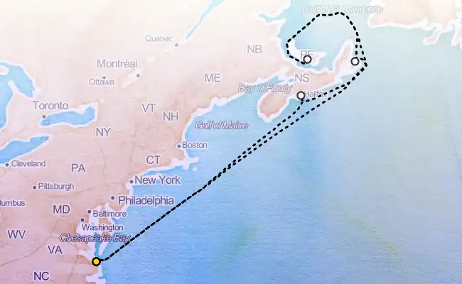 8 Night Canada Cruise route map