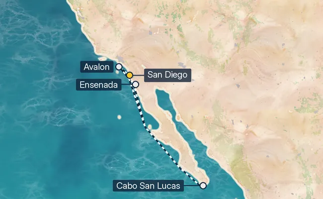 7 Night Cabo Overnight, Catalina & Ensenada Cruise route map