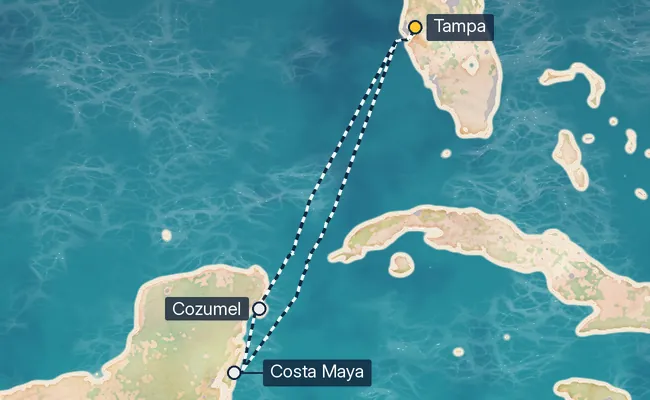 5 Night Western Caribbean Cruise route map