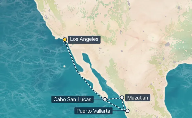 7 Night Mexican Riviera Cruise route map