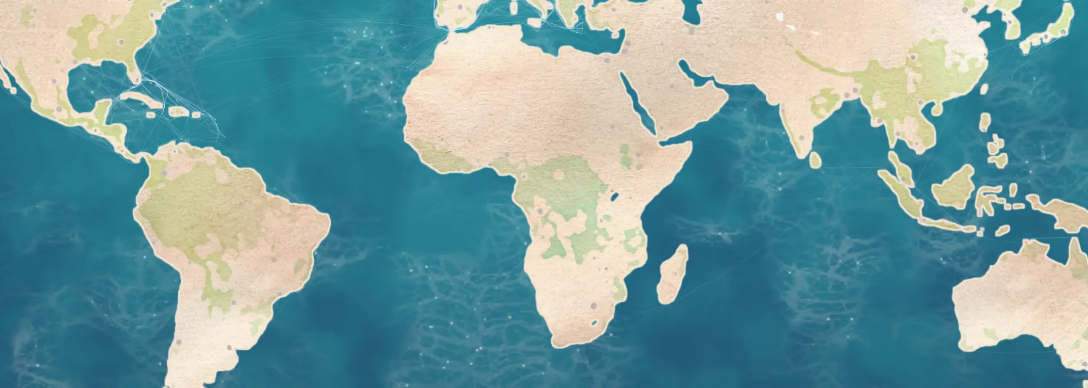 Watercolor chart of Africa cruise ports